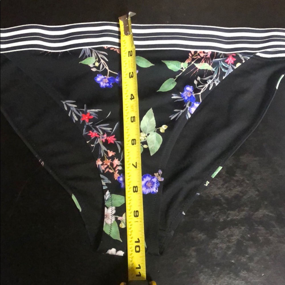 Athleta Black Floral Bikini Bottom with Striped Waistband - Picture 7 of 13
